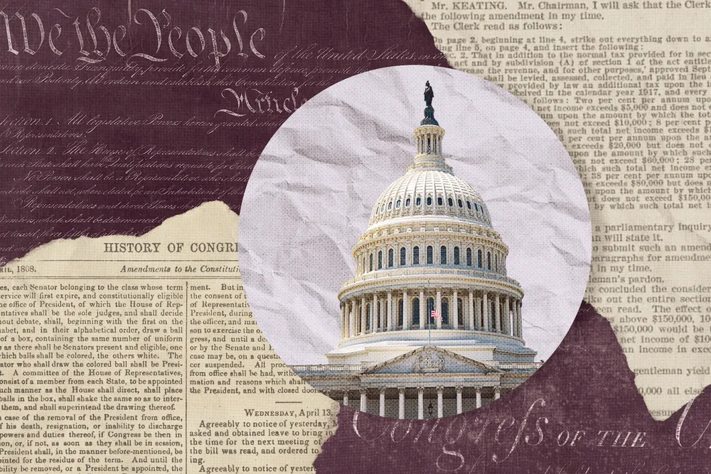 Illustration of the U.S. Capitol and proposed amendments