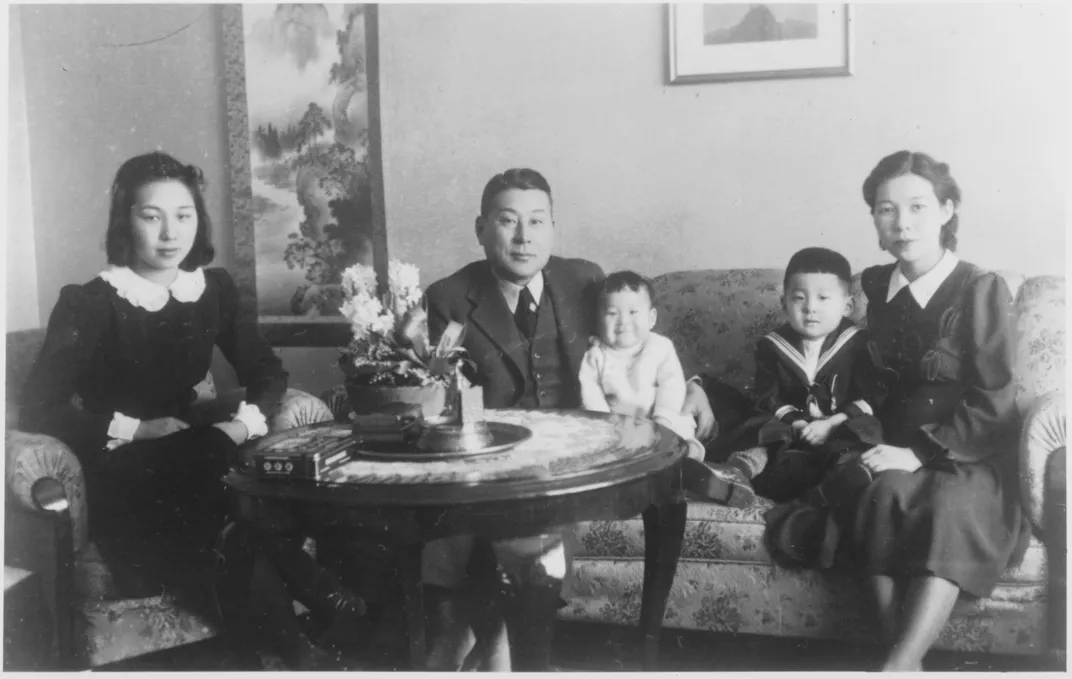 The Sugihara family in the living room of their Kaunas residence in September 1939