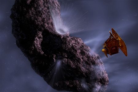 Illustration of NASA's 2005 Deep Impact mission