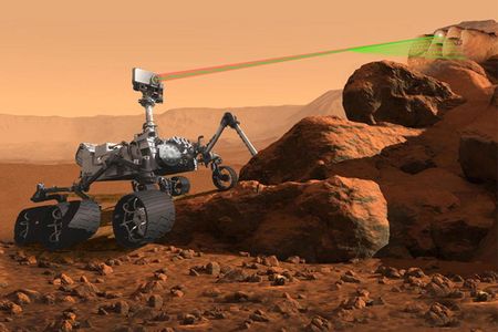 Artist's rendering of the SuperCam instrument on NASA's planned 2020 Mars rover, which will be able to "sample" rocks from a distance, analyzing their mineralogy and chemistry and searching for organic material. The rover itself will be based on the Curiosity rover now exploring the Red Planet.