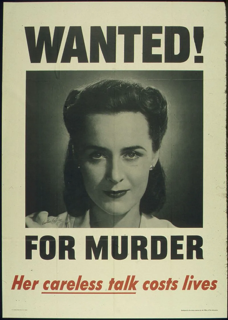 A wartime propaganda poster cautioning against "careless talk"