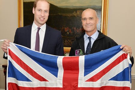 Polar explorer Henry Worsley (right) with Prince William of Britain in October, 2015.