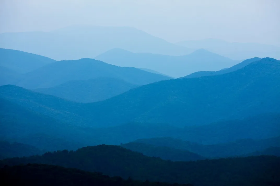 The Appalachian Mountains fade into the distance along the Blue Ridge Parkway on a spring afternoon. (Paul Souders/Corbis)