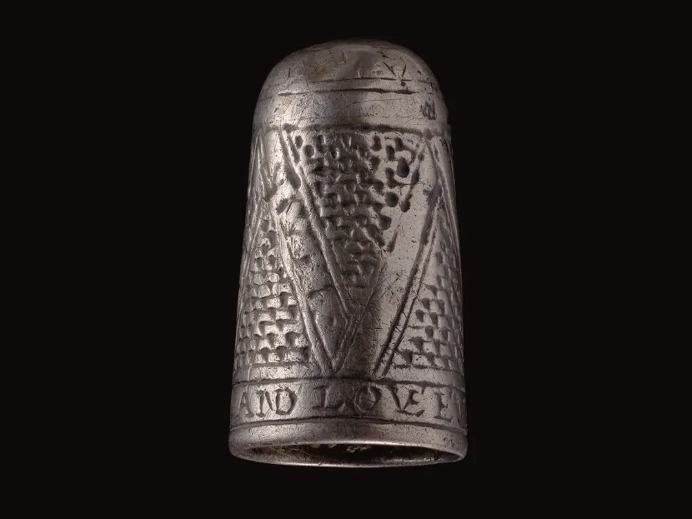 Engraved silver thimble