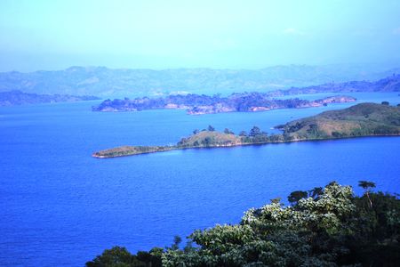 Overlooking part of Malpaso or Nezahualcoyotl Dam in Chiapas.