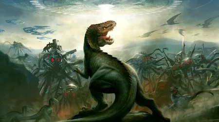The cover art for Dinosaurs Vs. Aliens