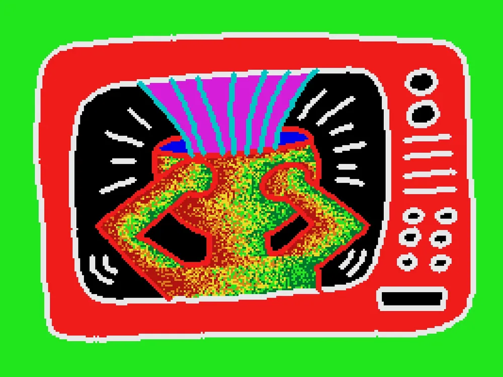 Keith Haring's Digital Drawing Featuring a Television Motif
