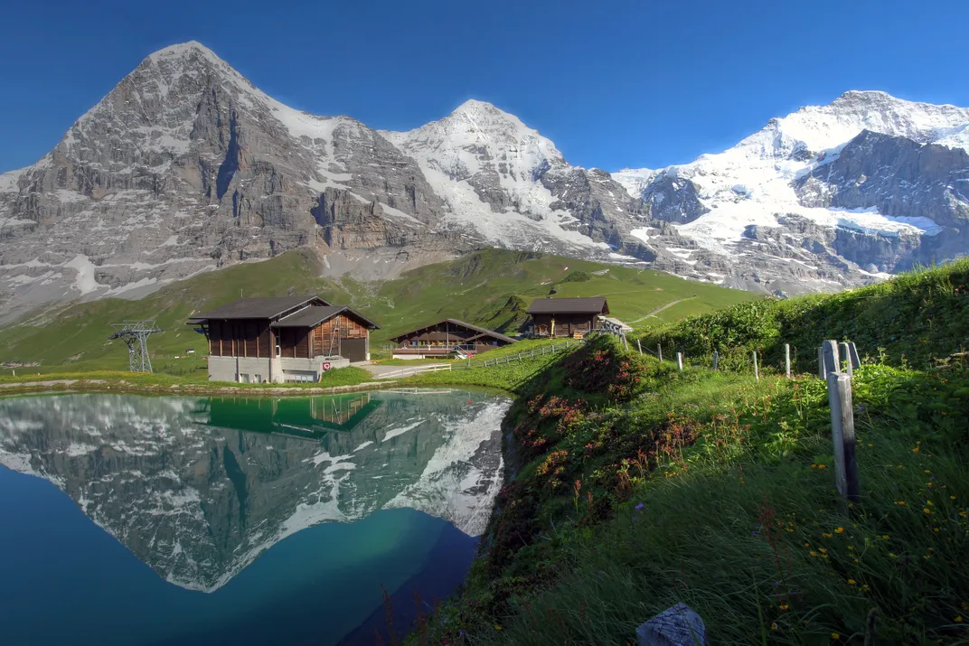 The famous peaks of the Bernese Mountains: Eiger, Mönch, and Jungfrau
