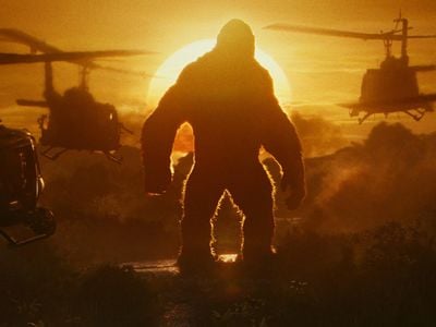 The heroes of the movie Kong: Skull Island prepare to encounter the 104-foot-tall ape King Kong.