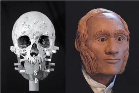 This facial reconstruction envisions what HMS Erebus engineer John Gregory may have looked like.