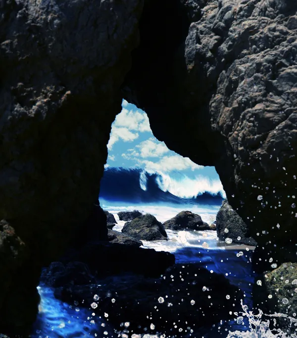 Ocean Waves surrounded by Canyon  Rocks thumbnail