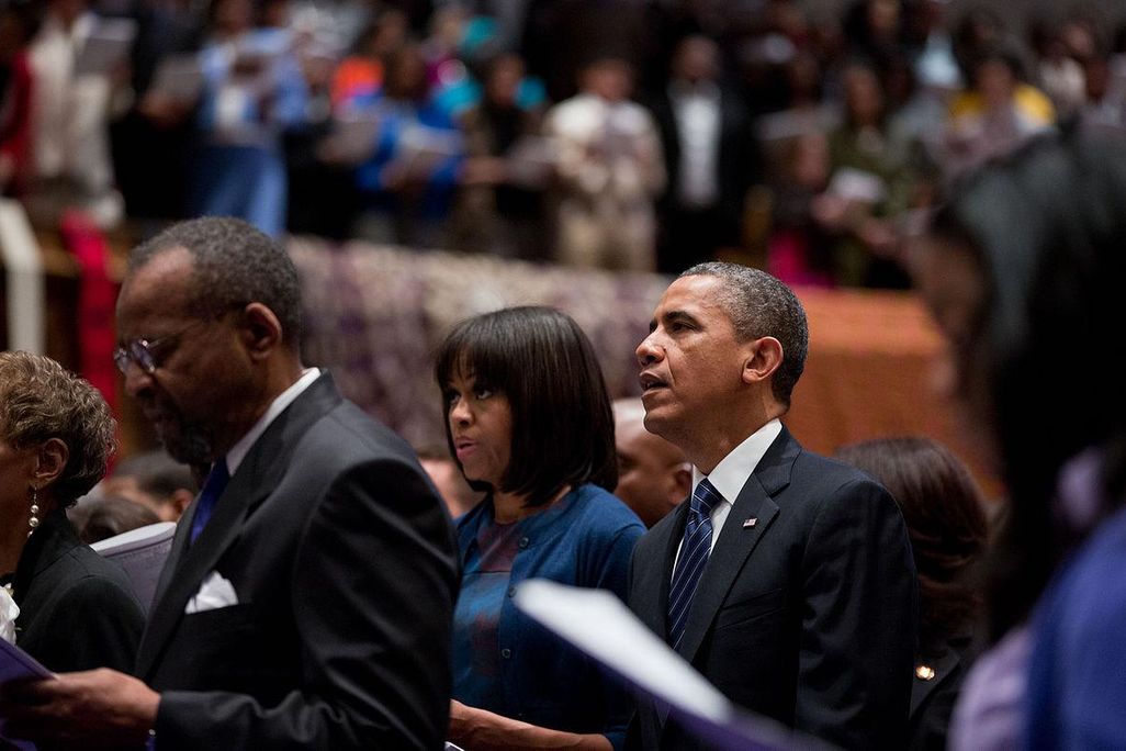 The Obamas worship at African Methodist Episcopal Church in Washington, D.C.