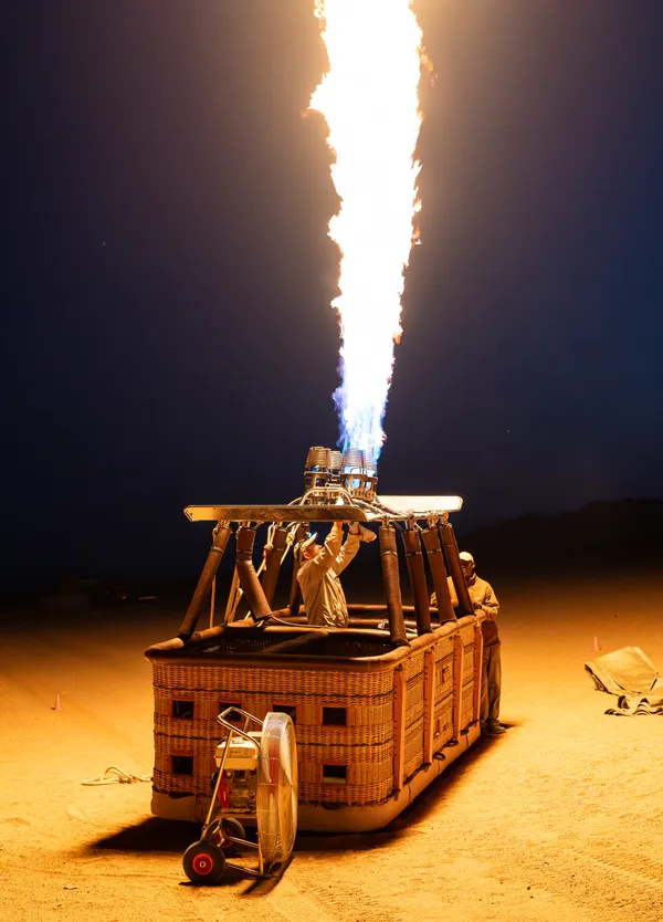 Hot Air Balloonist Flaring Gas - Namib Desert thumbnail