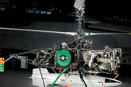 The Gyrodyne QH-50 D.A.S.H. (Drone Anti-Submarine Helicopter) was the first rotary-wing unmanned aerial vehicle to enter service. A QH-50C is now on display at the Udvar-Hazy Center.