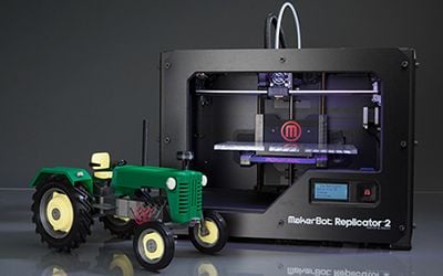 The Makerbot Replicator 2 desktop 3D printer