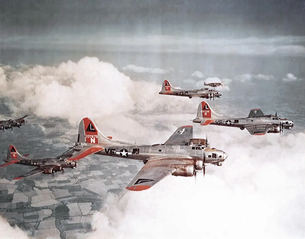 Eighth Air Force B-17s and their P-51 Mustang escort
