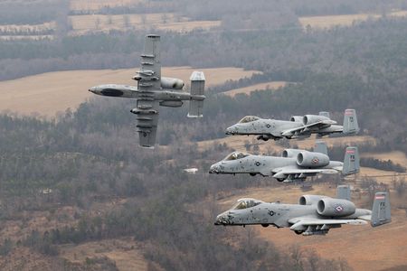 A-10Cs from what was then the 188th Fighter Wing of the Arkansas Air National Guard fly formation maneuvers over Fort Smith in 2013. The A-10 is slowly disappearing. The 188th divested itself of its last Warthogs (and its “Fighter” designation) in June 2014.