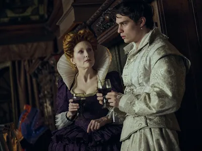 Julianne Moore as Mary Villiers and Nicholas Galitzine as her son George Villiers in &quot;Mary &amp; George&quot;