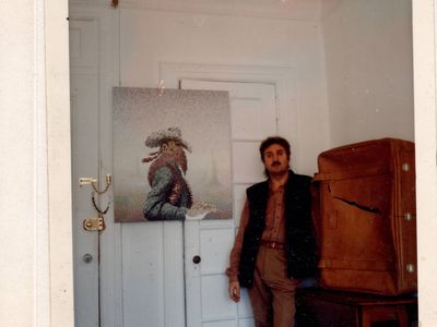 Orlik in the 1980s with&nbsp;The Meek Shall Inherit the World, one of the missing paintings