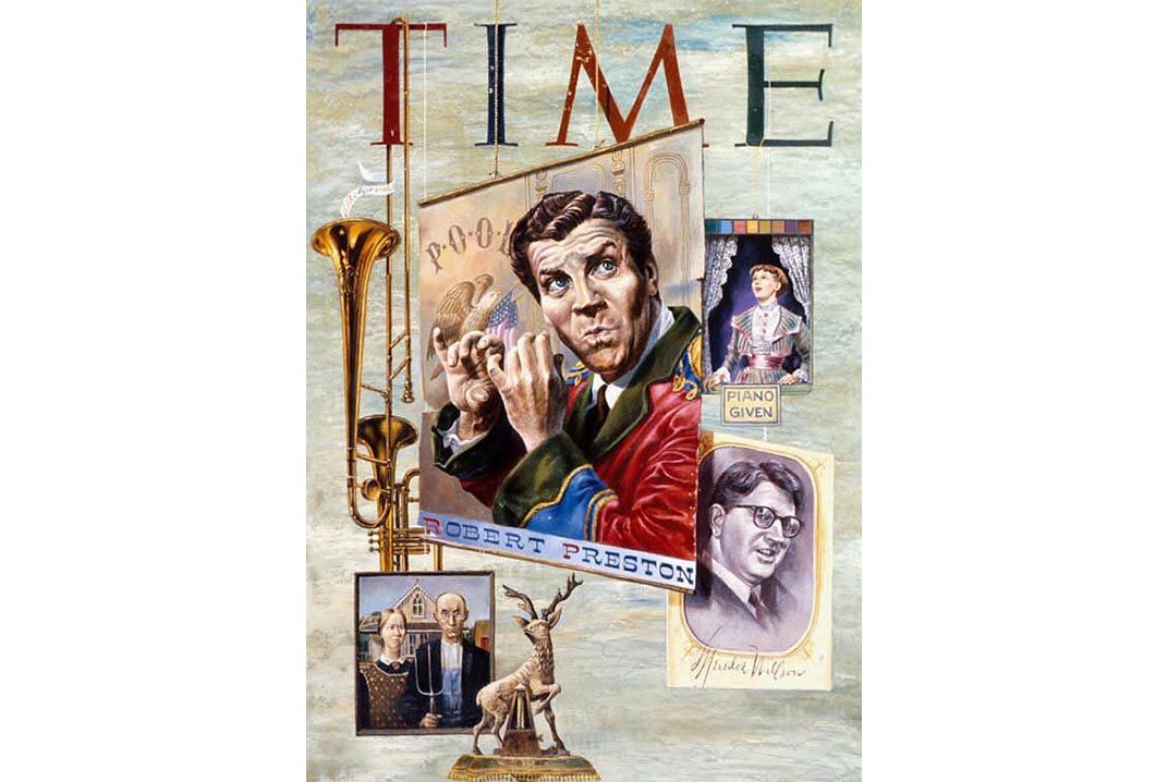 Robert Preston shimmied and sang his way to fame as "Professor" Harold Hill in the 1957 Tony Award-winning musical "The Music Man." Aaron Bohrod NPG, SI; gift of Time Magazine 