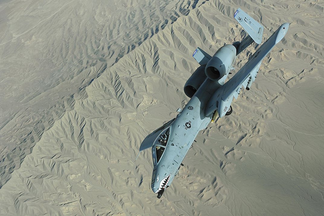 An A-10 flies over Afghanistan