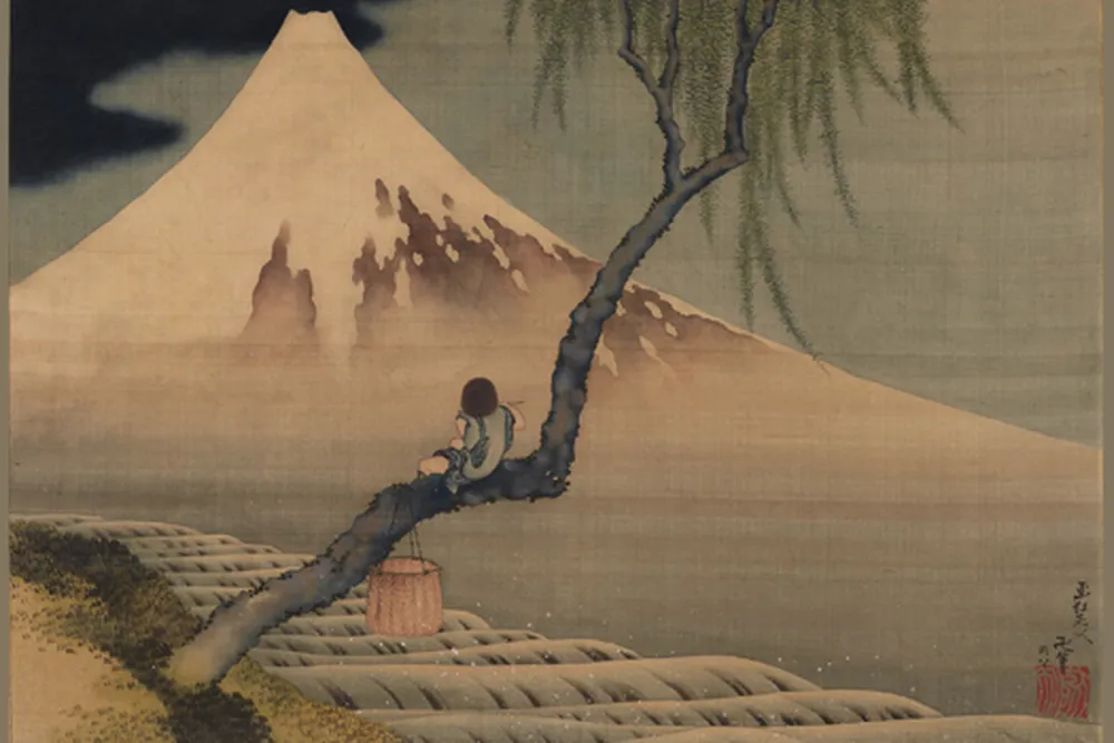 Boy Viewing Mount Fuji mobile