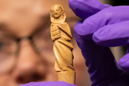 The piece was carved from local red deer antler.