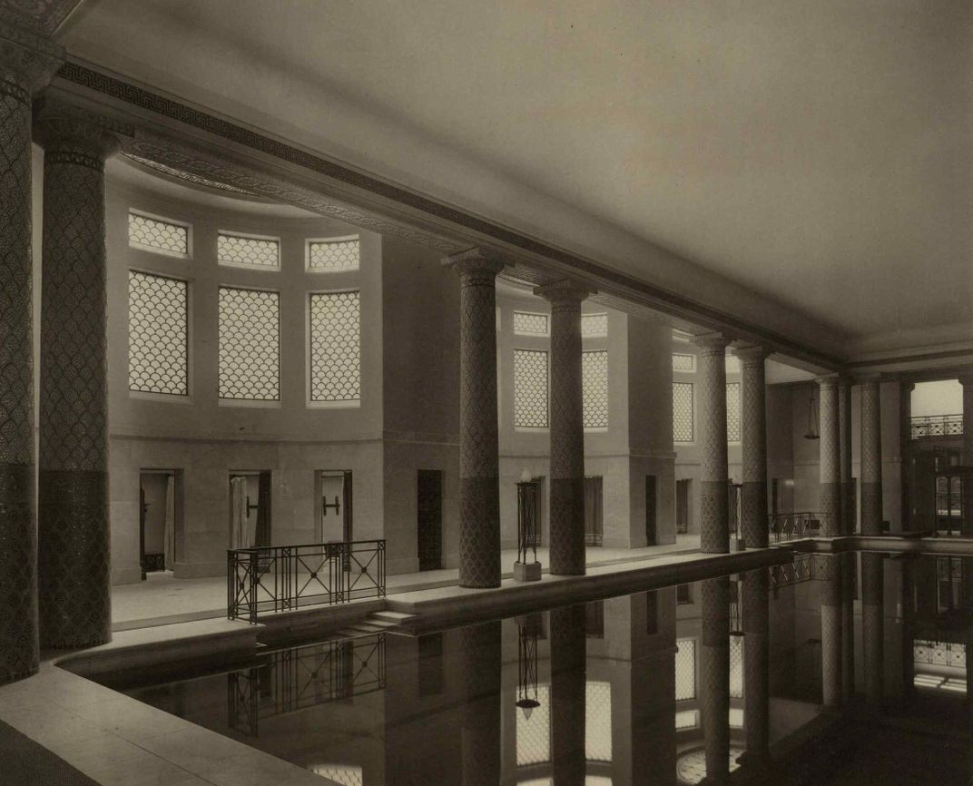 The pool in 1911. The mansion’s designers, having completed the Ritz hotels in London and Paris, made the marble pool an architectural centerpiece.