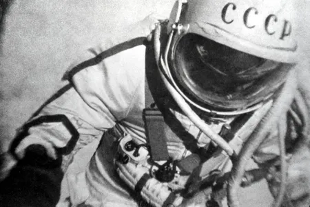 Alexei Leonov during history’s first spacewalk, March 18, 1965.