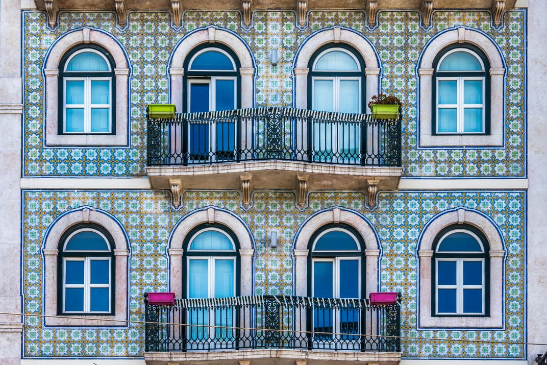 Typical tile decoration along the streets of Lisbon