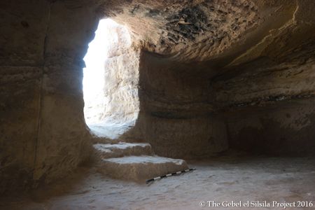 The interior of an ancient Egyptian tomb.