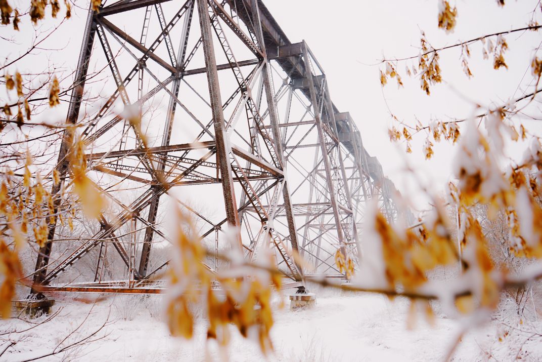 7 - The historic Hi-Line Railroad Bridge in Valley City is 3,860 feet long and sits 162 feet above the river.