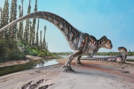 An artist&#39;s representation of the dinosaur that left the footprint