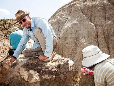 Tyler Lyson at the site for the Hadrosaur femur