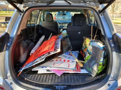 The trunk of Frank's car after three hours of collecting. 