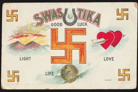 A 1912 postcard featuring the swastika as a symbol of good fortune