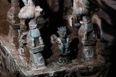 Bronze sacrificial altar unearthed at the Sanxingdui archaeological site