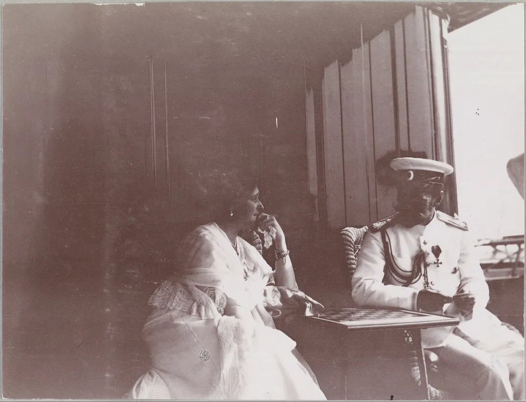 A 1912-13 photo of Nicholas and Alexandra