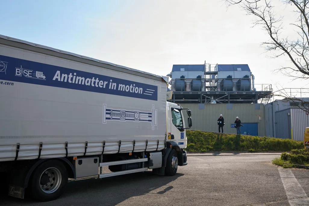 truck that has "antimatter in motion" written on the side