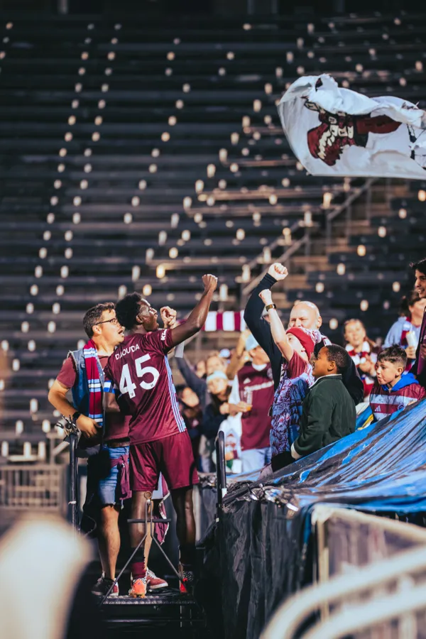 Colorado Rapids 2 captain celebrating with fans after winning the MLS Next Pro Western Conference thumbnail