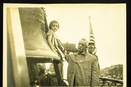 A quarter of the U.S. population (including a girl in Moline, Illinois) turned out for the Liberty Bell.