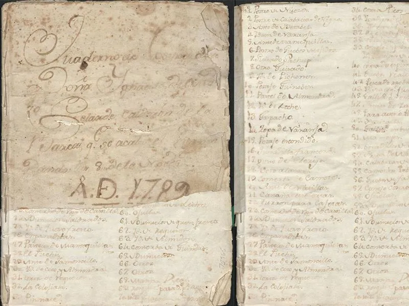 Mexican cookbook pages c. 1789