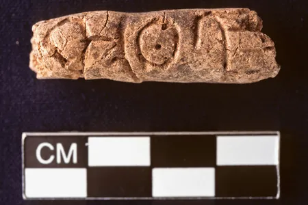 The clay cylinders were found in a tomb containing six skeletons.