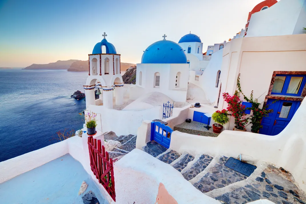 The view from the cliff-top on Santorini