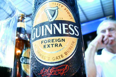 A bottle of Guinness's Foreign Extra Stout. 