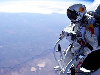 Up above 96 percent of the atmosphere, Felix Baumgartner prepares for a 13.5-mile test jump. This summer he’ll leap from nearly twice as high.