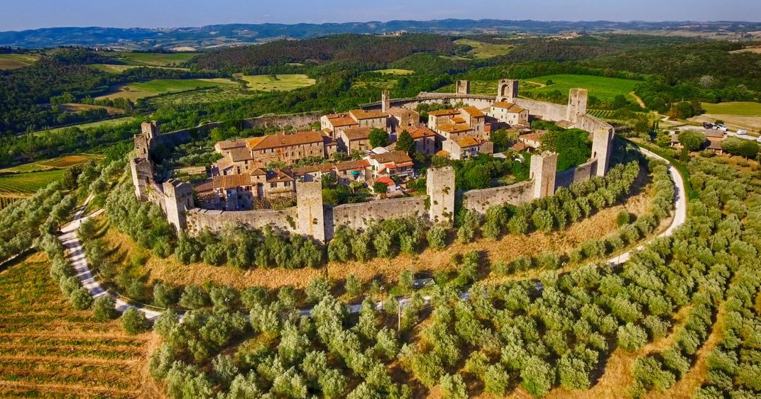 The walled Tuscan town of Monteriggioni