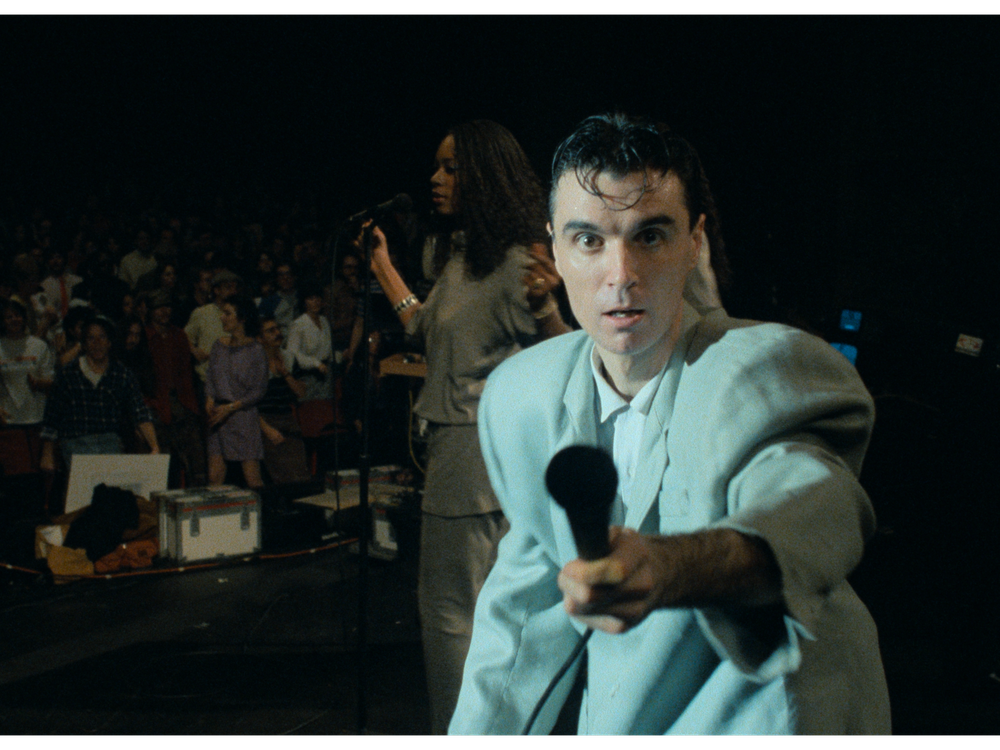 David Byrne on stage in Stop Making Sense