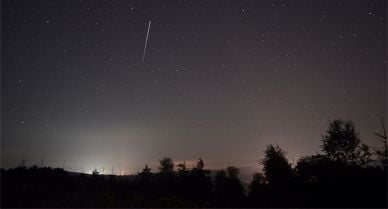 The bright streak shows the ISS passing over Germany.