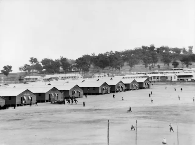 Japanese POWs play baseball at the Cowra camp in July 1944.